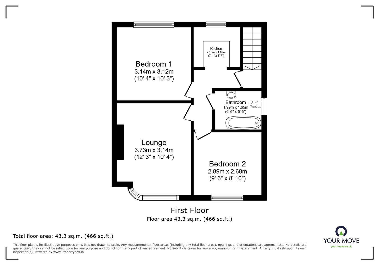 Floorplan of 2 bedroom  Flat for sale, Gainsford Road, Southampton, Hampshire, SO19