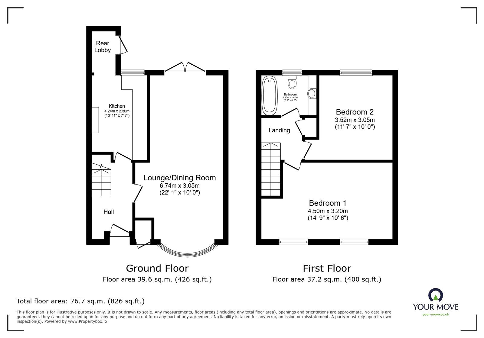 Floorplan of 2 bedroom Mid Terrace House for sale, Orion Close, Southampton, Hampshire, SO16