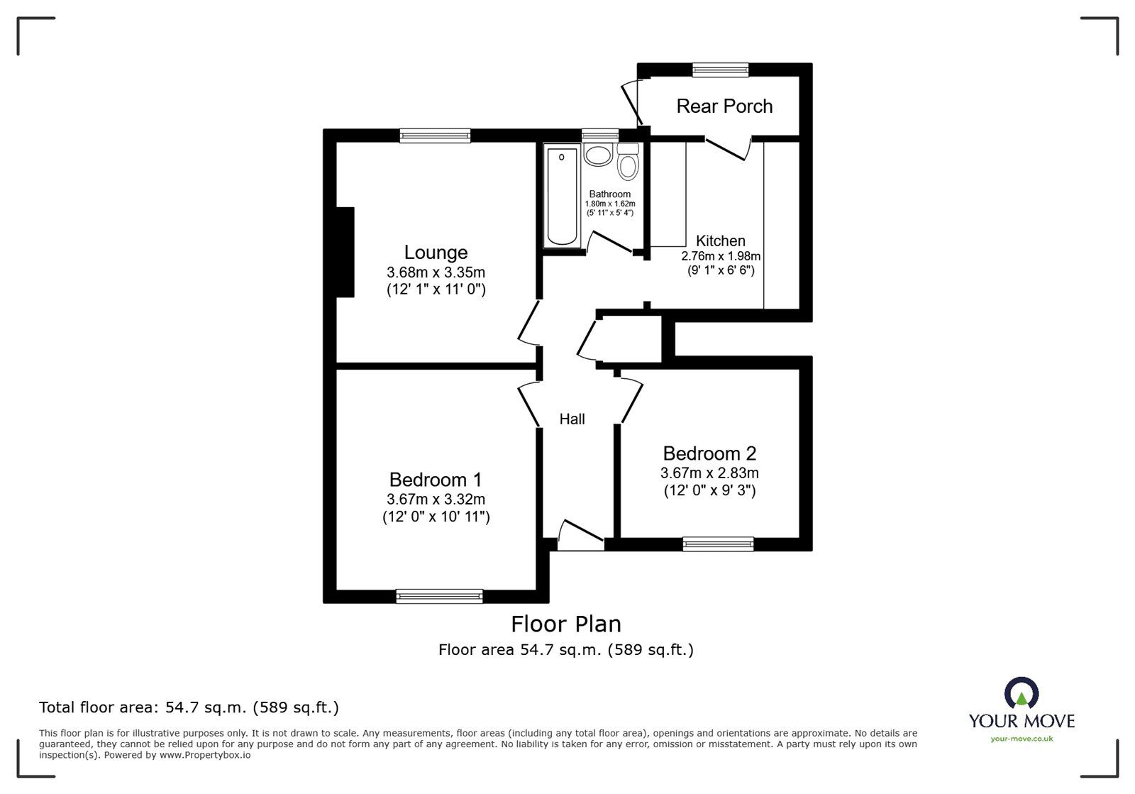 Floorplan of 2 bedroom  Flat for sale, Witts Hill, Southampton, Hampshire, SO18