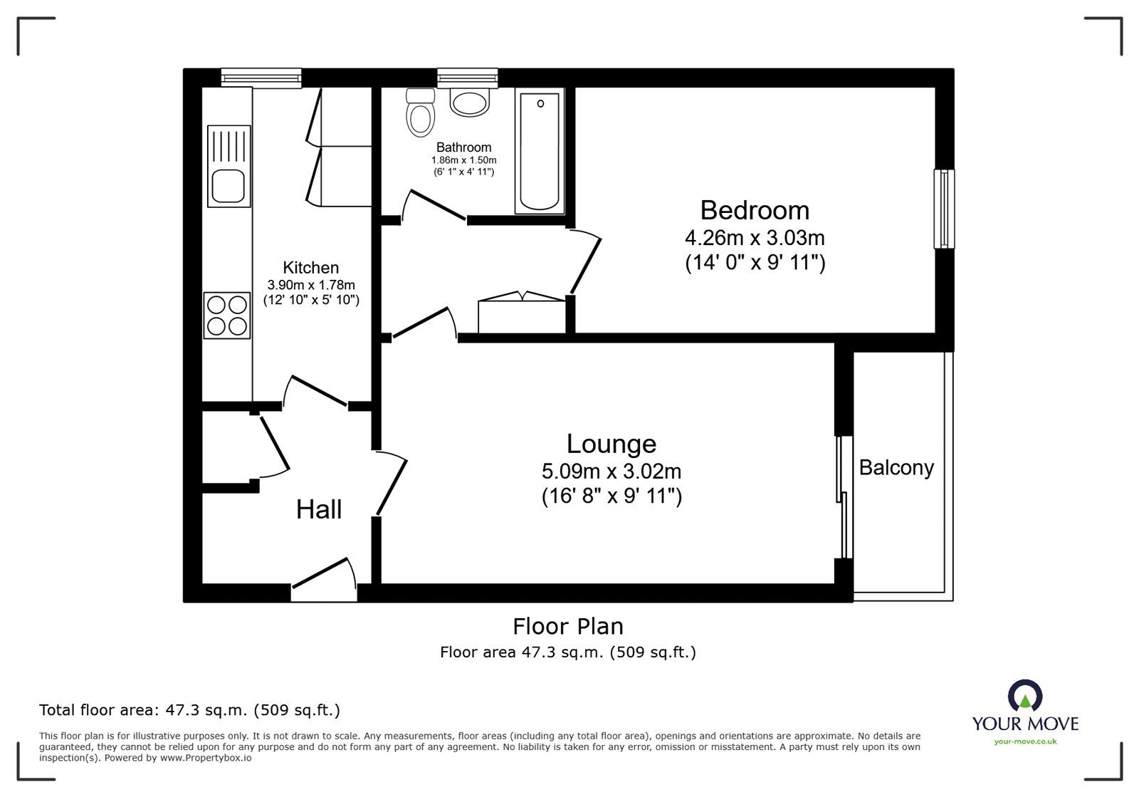 Floorplan of 1 bedroom  Flat for sale, Orchard Lane, Southampton, Hampshire, SO14
