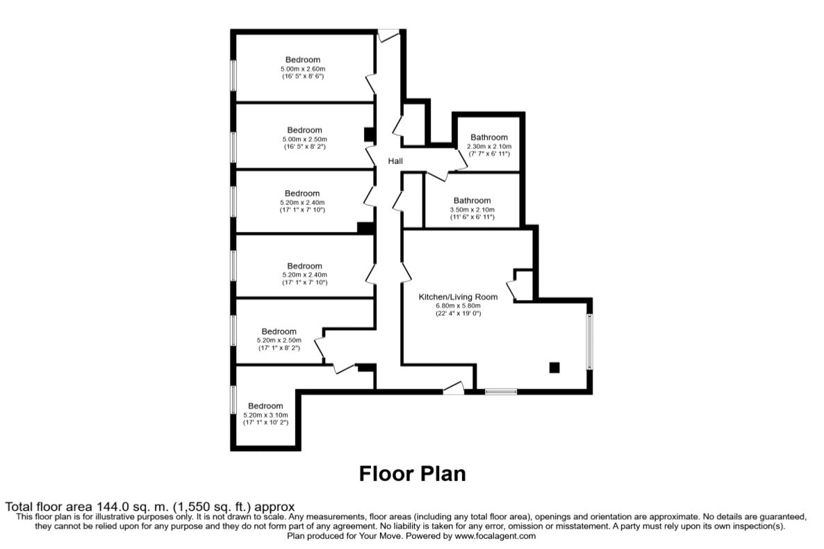Floorplan of 6 bedroom  Flat to rent, Carlton Place, Southampton, Hampshire, SO15