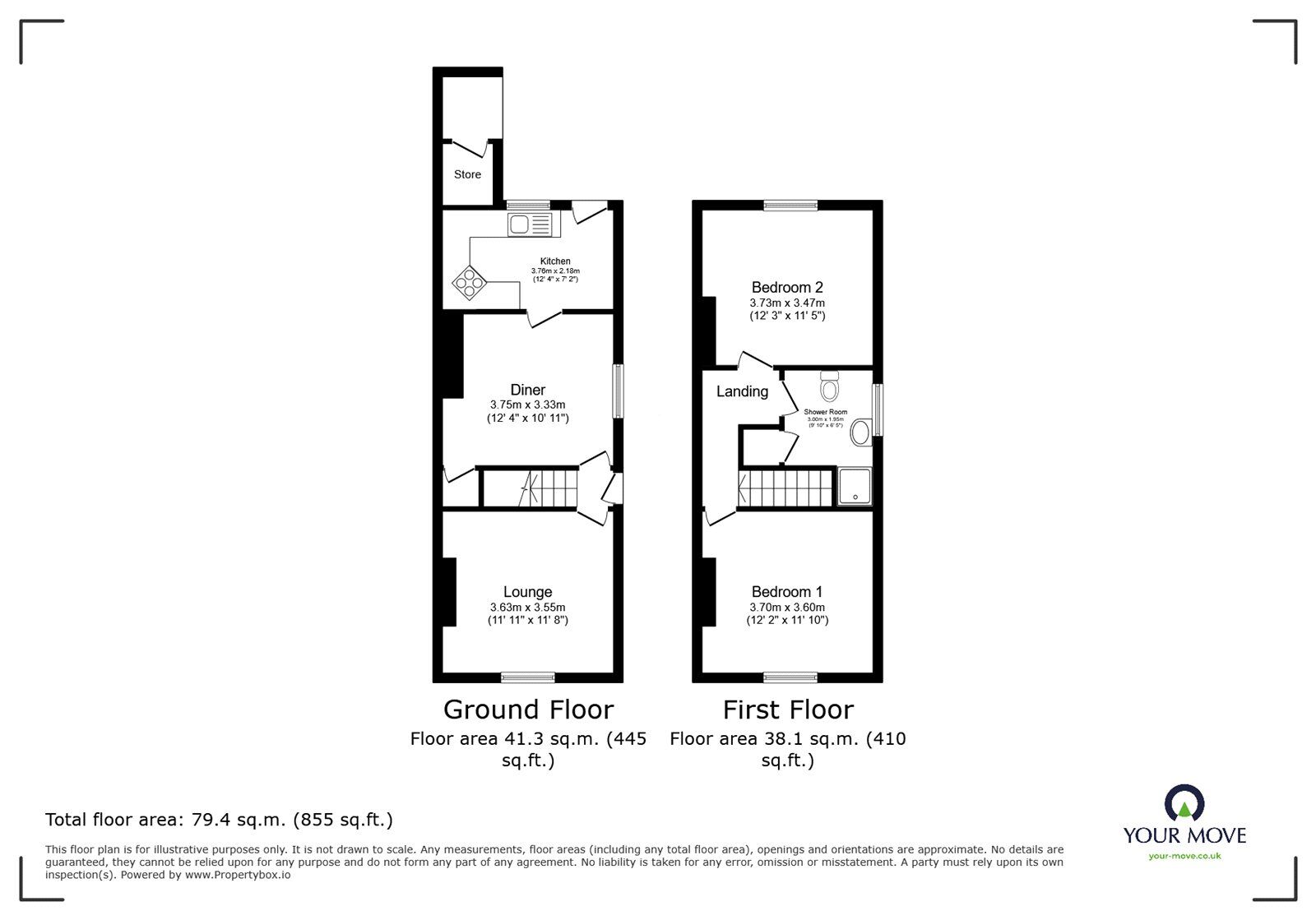 Floorplan of 2 bedroom Semi Detached House for sale, Windham Road, Bournemouth, Dorset, BH1