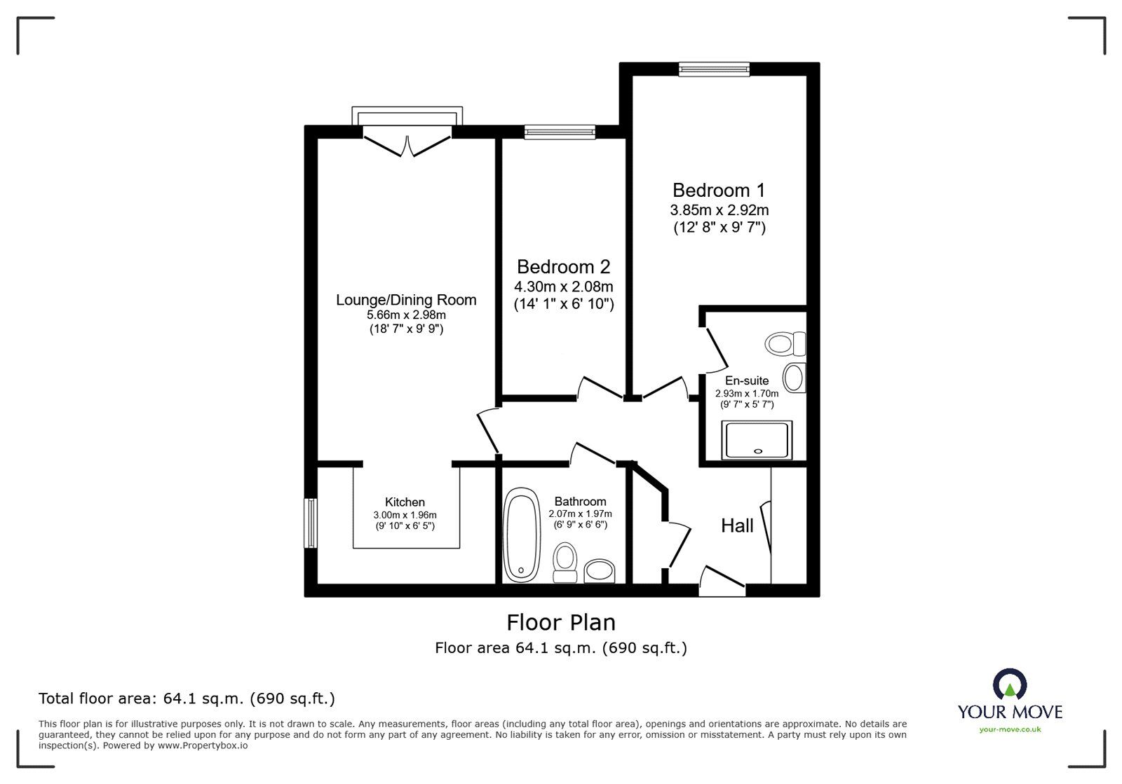 Floorplan of 2 bedroom Flat for sale, Paynes Road, Southampton, Hampshire, SO15