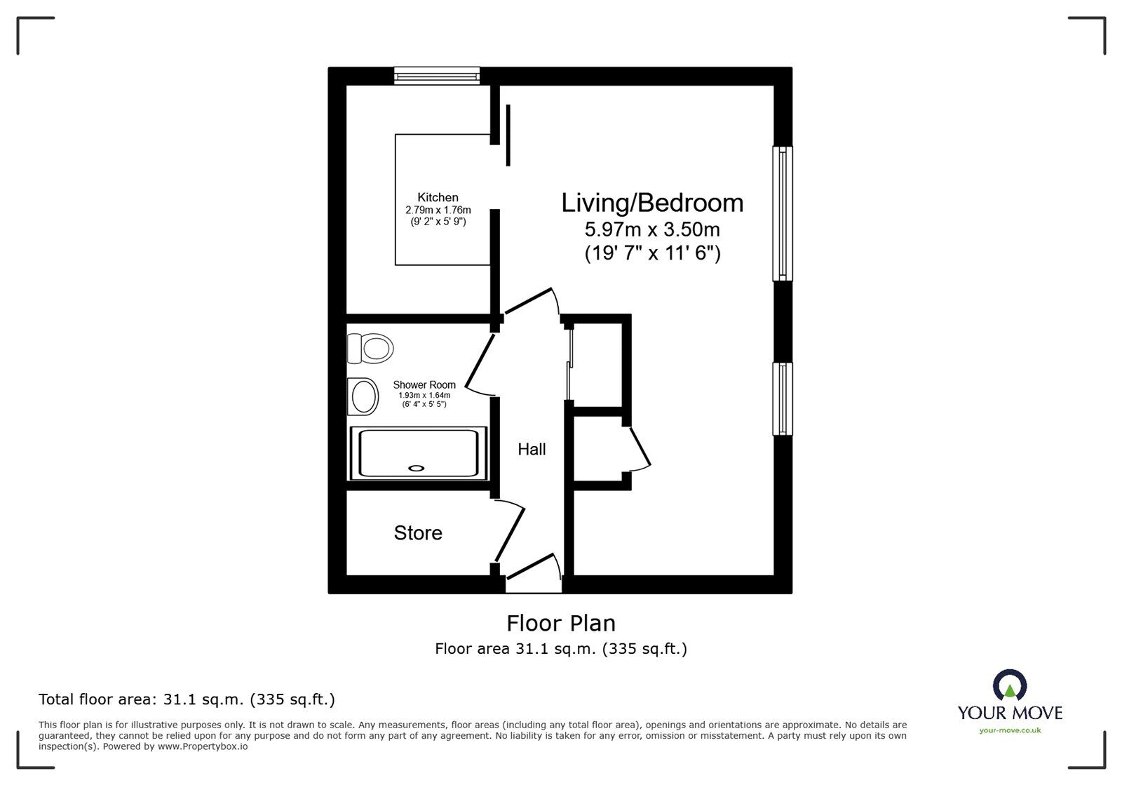 Floorplan of Flat for sale, Calmore Drive, Calmore, Hampshire, SO40