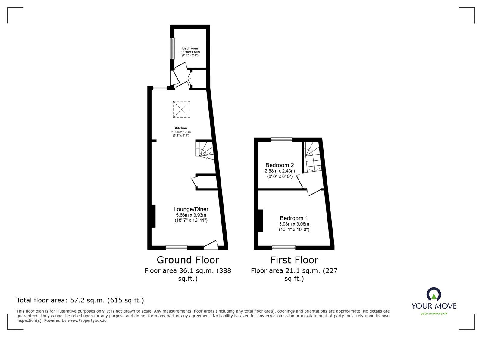 Floorplan of 2 bedroom Mid Terrace House for sale, Rockstone Lane, Southampton, Hampshire, SO14