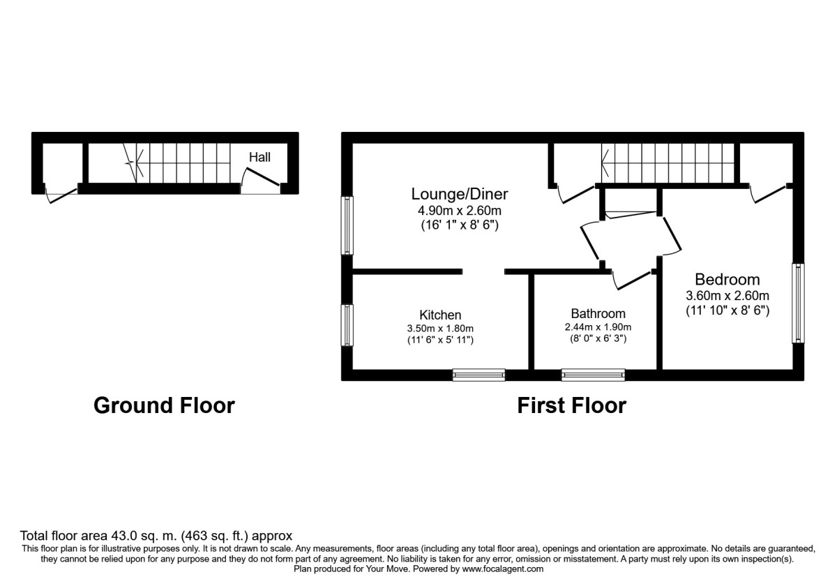Floorplan of 1 bedroom Flat for sale, Course Park Crescent, Fareham, Hampshire, PO14