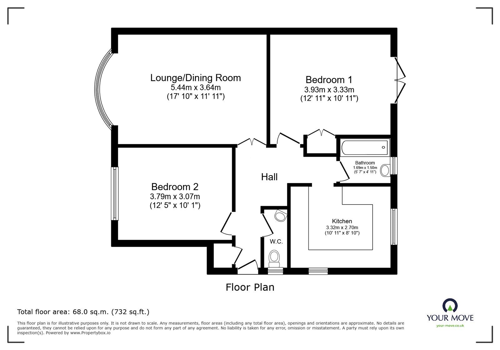 Floorplan of 2 bedroom Flat for sale, Kings Close, Lyndhurst, Hampshire, SO43