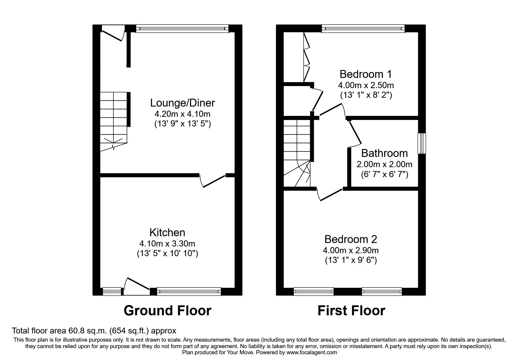 Floorplan of 2 bedroom End Terrace House for sale, Hawfinch Close, Southampton, SO16