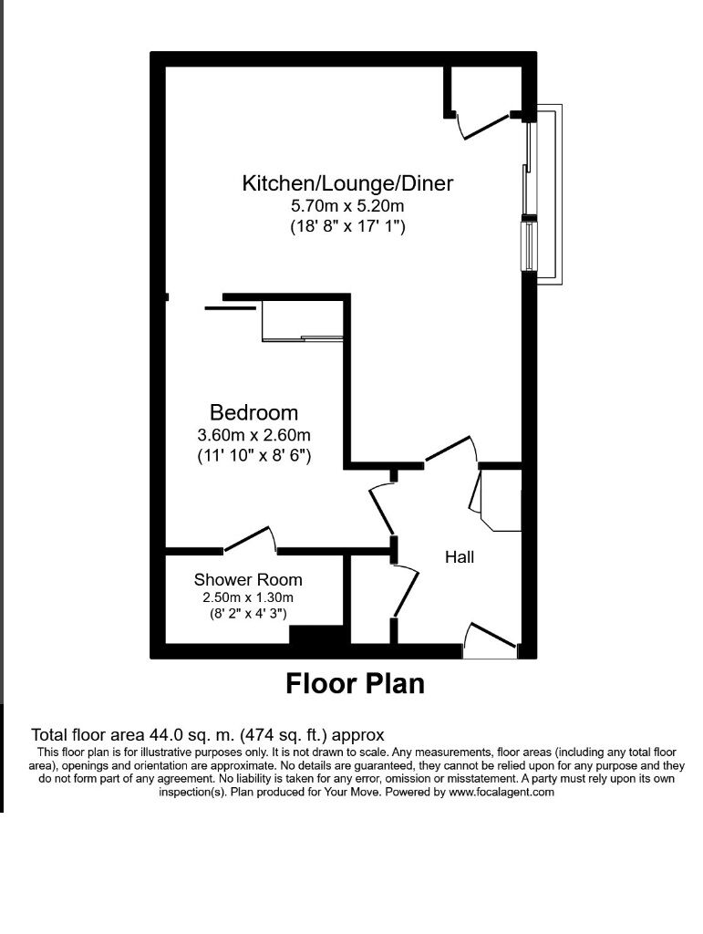 Floorplan of 1 bedroom Flat for sale, The Avenue, Southampton, Hampshire, SO17