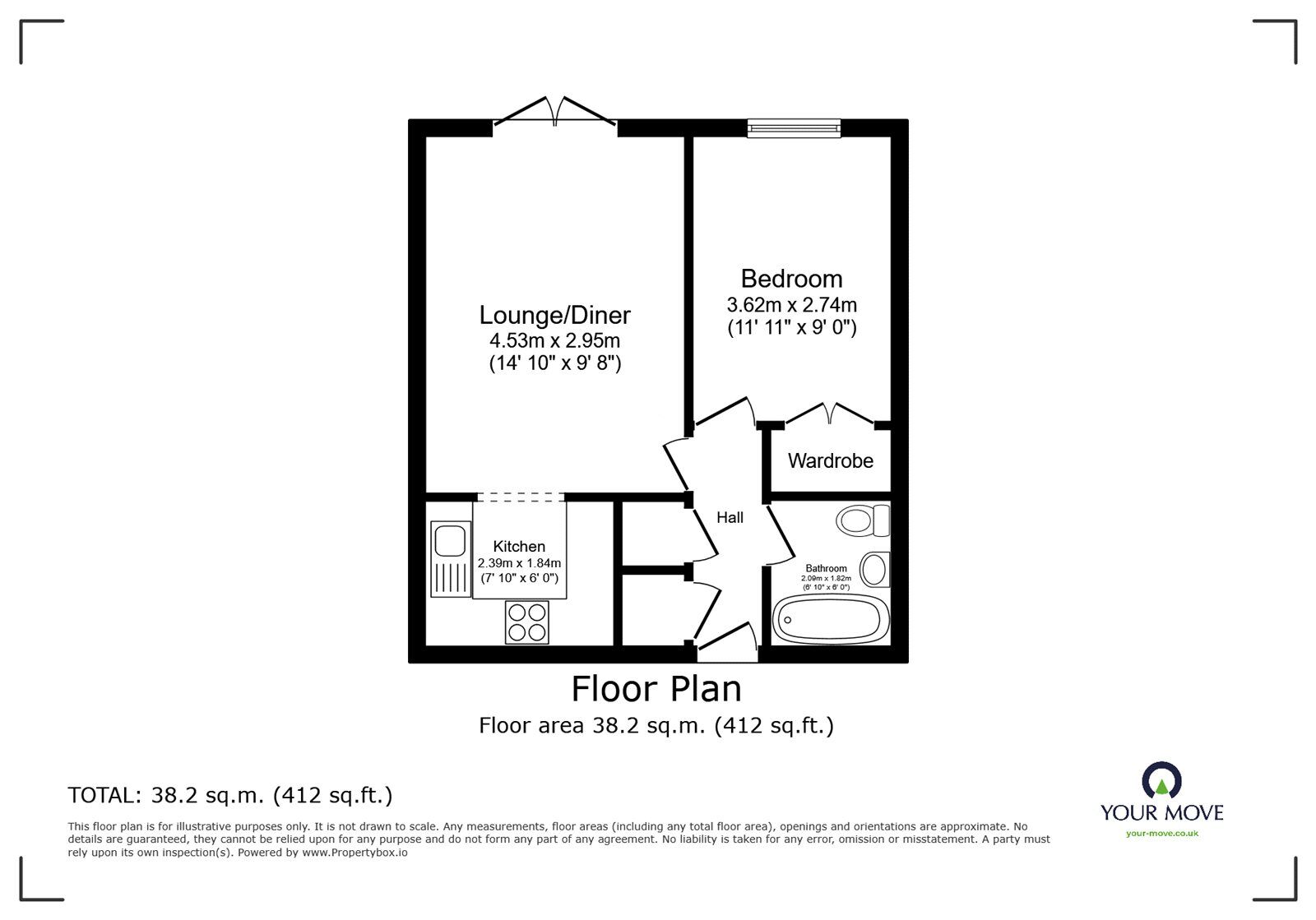 Floorplan of 1 bedroom Flat for sale, Hill Lane, Southampton, Hampshire, SO15