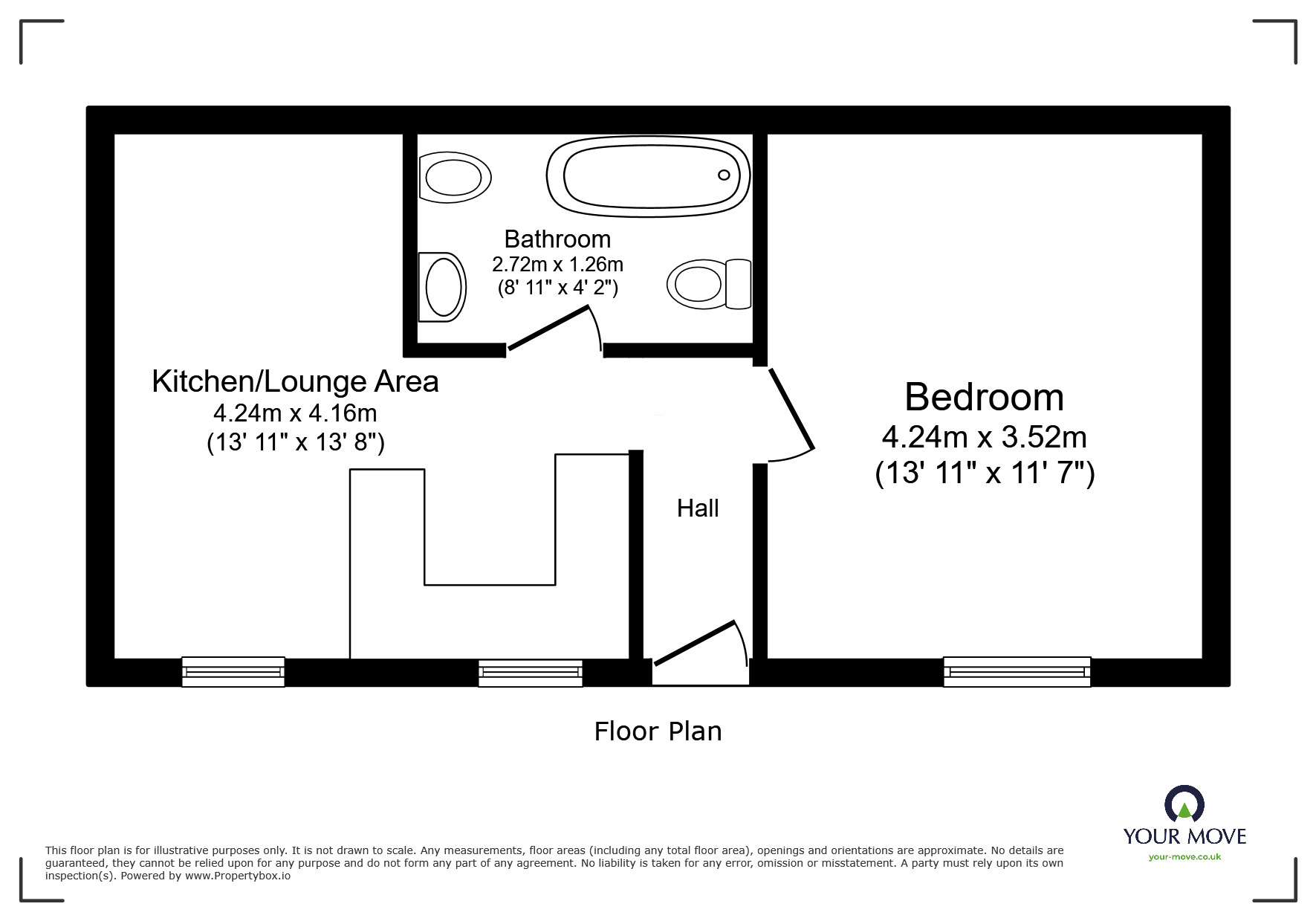 Floorplan of 1 bedroom Flat for sale, Hill Lane, Southampton, Hampshire, SO15