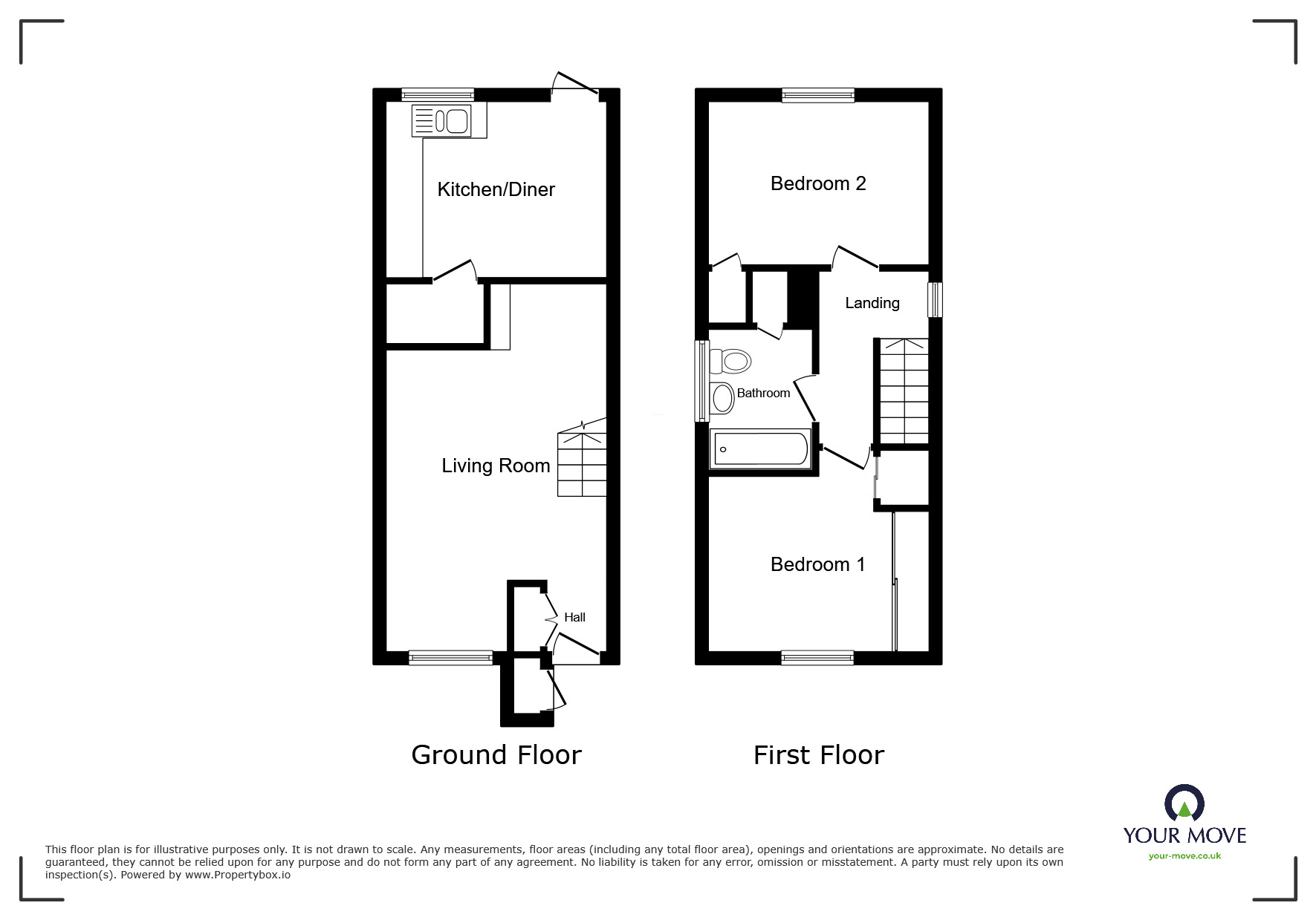Floorplan of 2 bedroom House for sale, Woodrush Crescent, Locks Heath, Hampshire, SO31