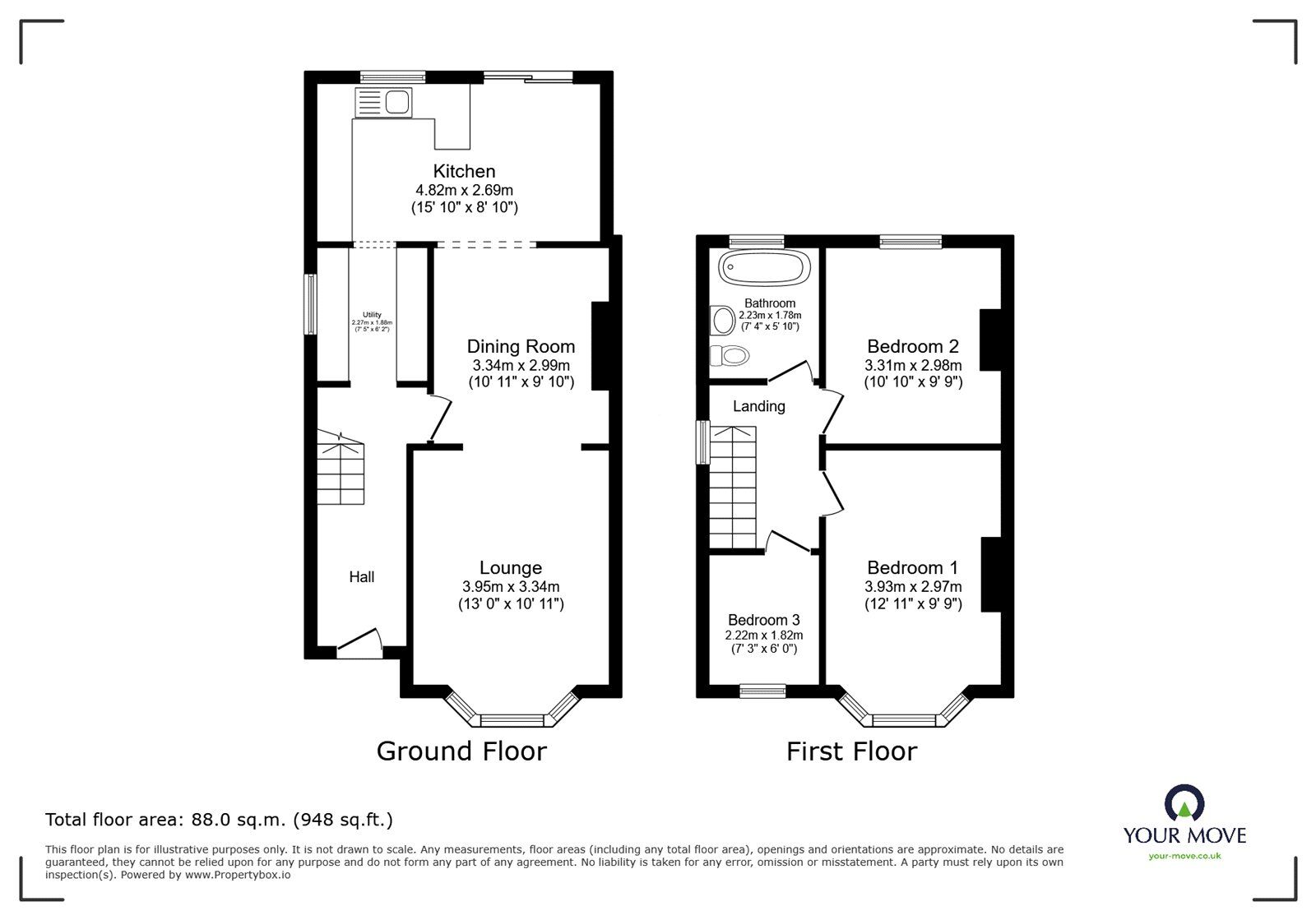 Floorplan of 3 bedroom Semi Detached House for sale, Kitchener Road, Southampton, Hampshire, SO17