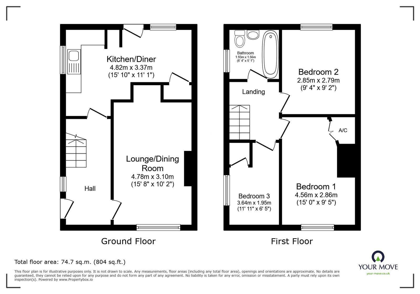 Floorplan of 3 bedroom End Terrace House for sale, Barnes Close, Sarisbury Green, Hampshire, SO31
