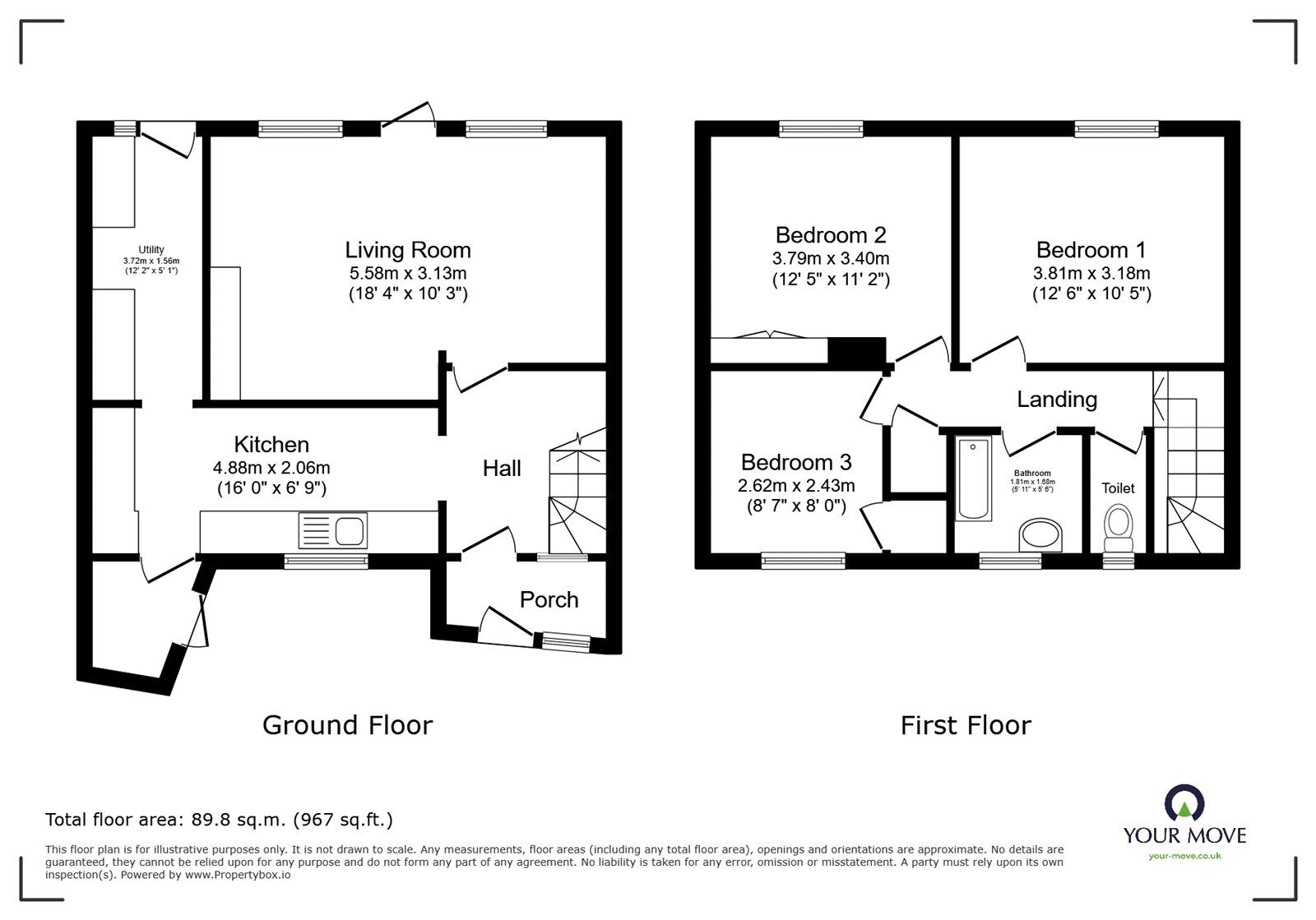Floorplan of 3 bedroom Mid Terrace House for sale, Sedbergh Road, Southampton, Hampshire, SO16