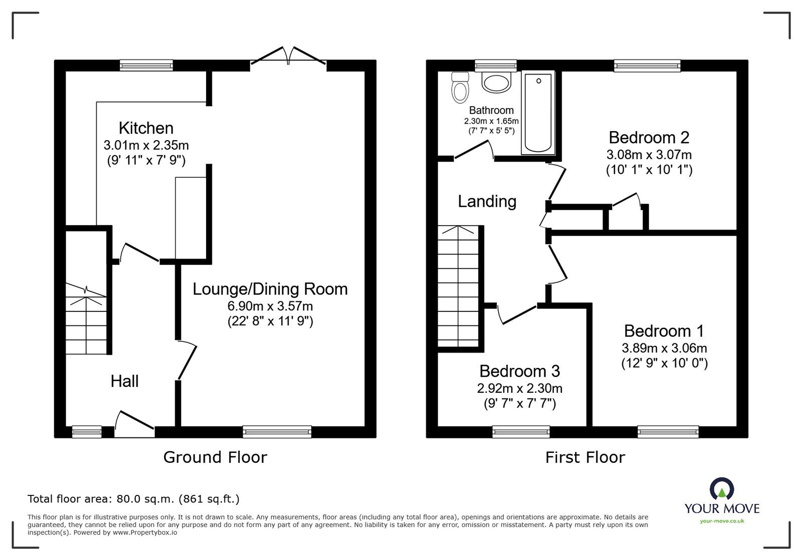 Floorplan of 3 bedroom Mid Terrace House for sale, Macarthur Crescent, Southampton, Hampshire, SO18
