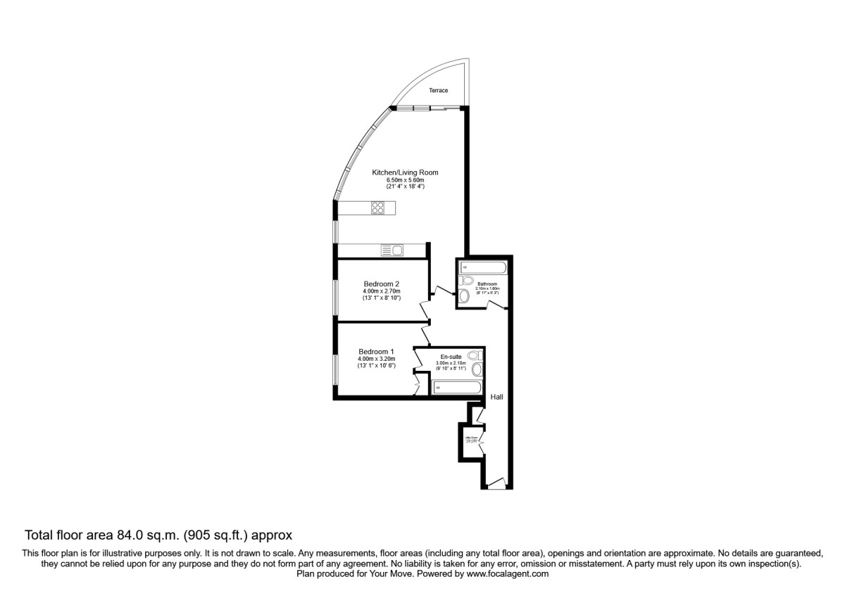 Floorplan of 2 bedroom Flat to rent, Admiralty Tower Queen Street, Portsmouth, PO1