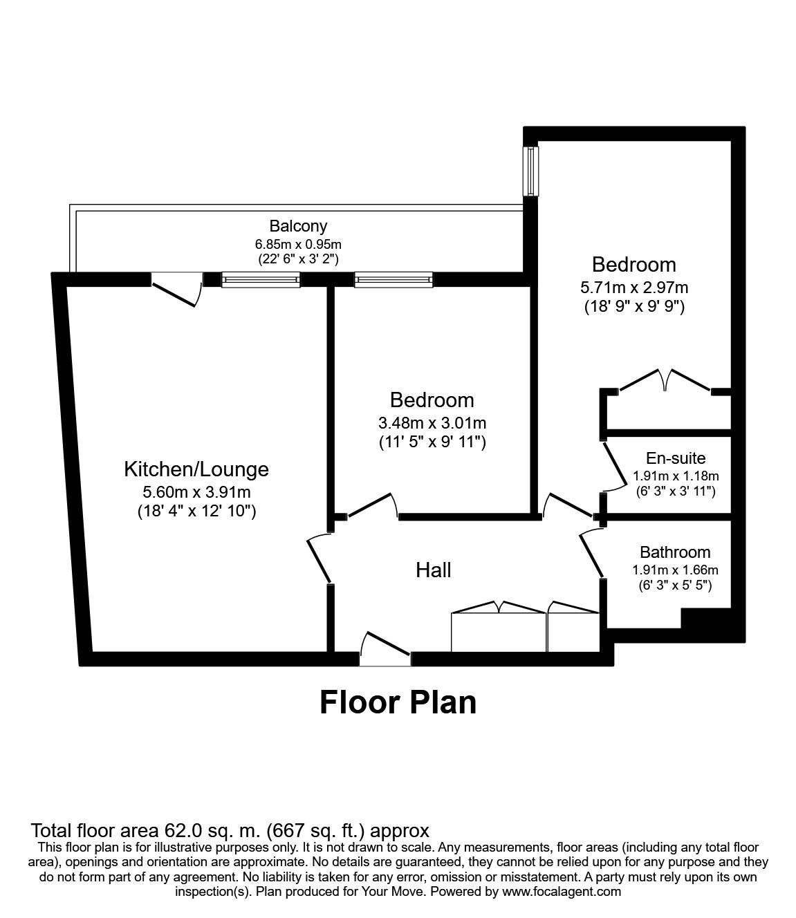Floorplan of 2 bedroom  Flat to rent, Bonfire Corner, Portsmouth, PO1