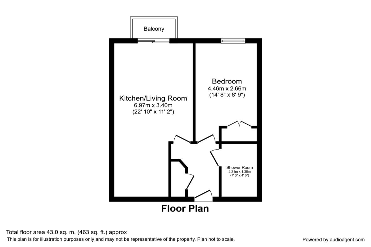 Floorplan of 1 bedroom  Flat to rent, Fratton Way, Southsea, Hampshire, PO4