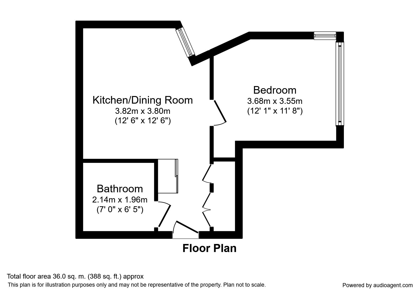 Floorplan of 1 bedroom  Flat to rent, Unicorn House Cross Street, Portsmouth, PO1