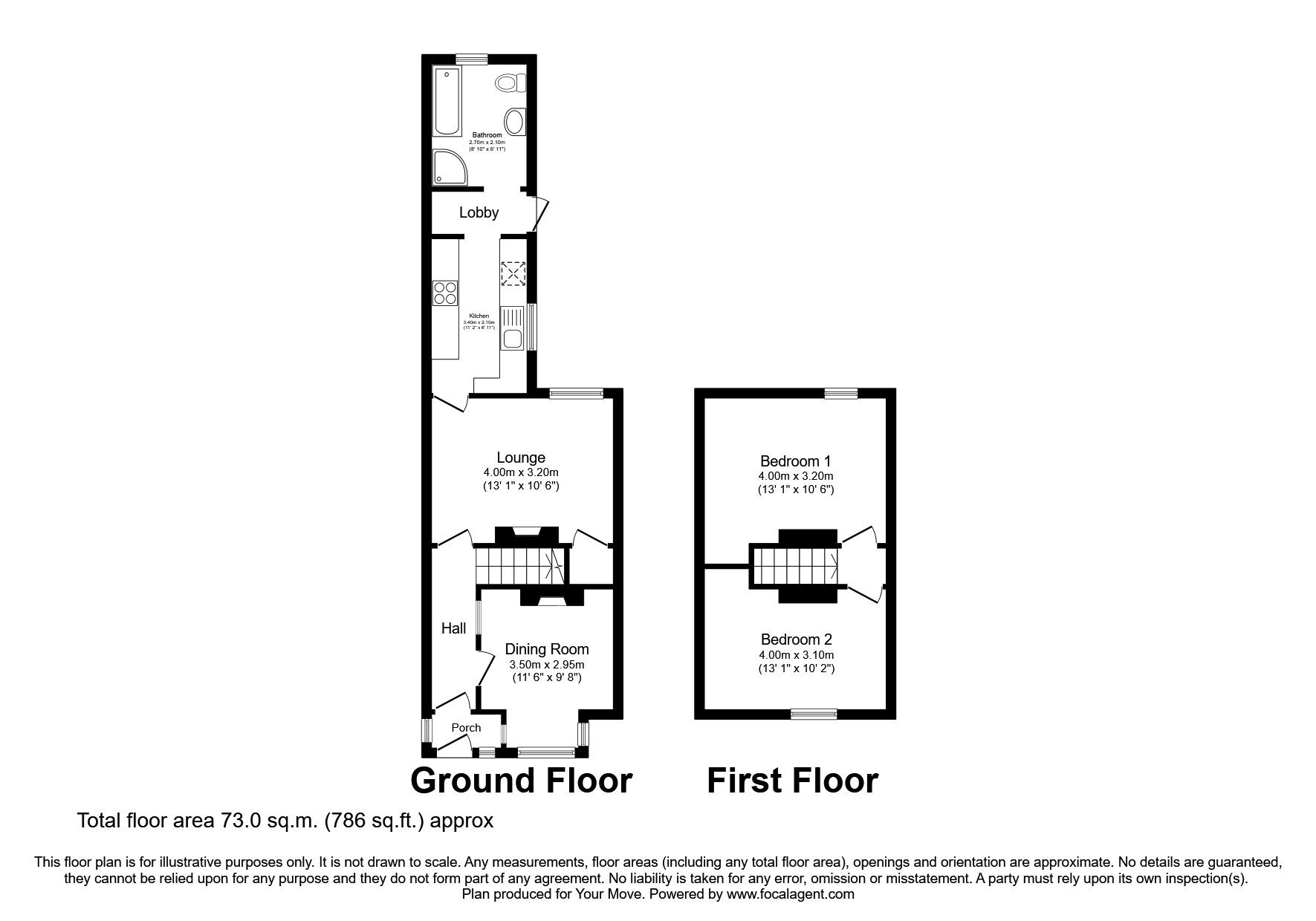 Floorplan of 2 bedroom  House to rent, Kingsley Road, Southsea, Hampshire, PO4