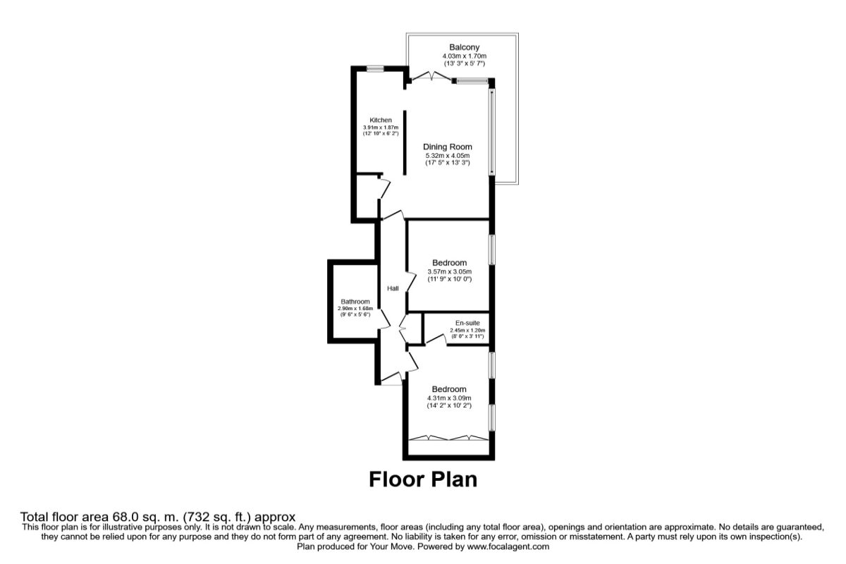 Floorplan of 2 bedroom Flat to rent, Cross Street, Portsmouth, PO1