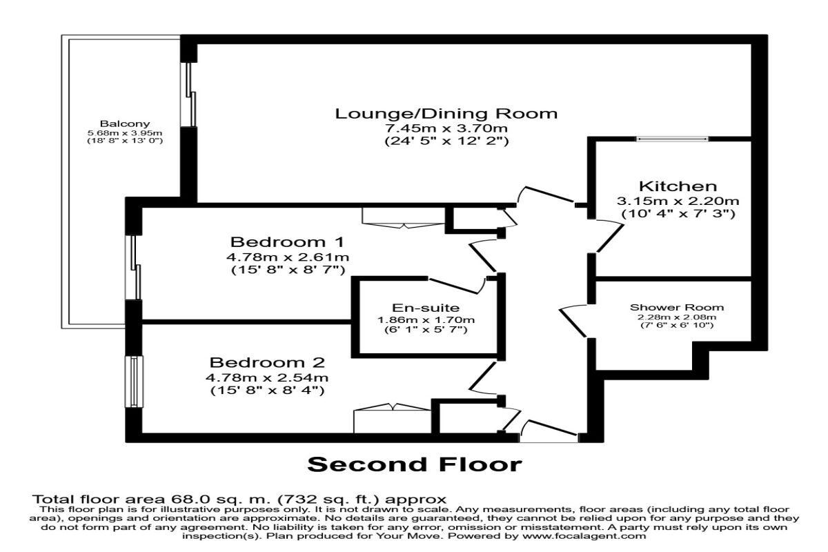 Floorplan of 2 bedroom  Flat to rent, Gisors Road, Southsea, Hampshire, PO4