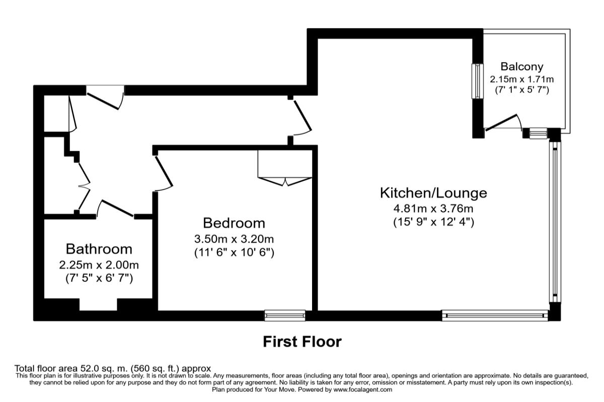 Floorplan of 1 bedroom  Flat to rent, Bonfire Corner, Portsmouth, PO1