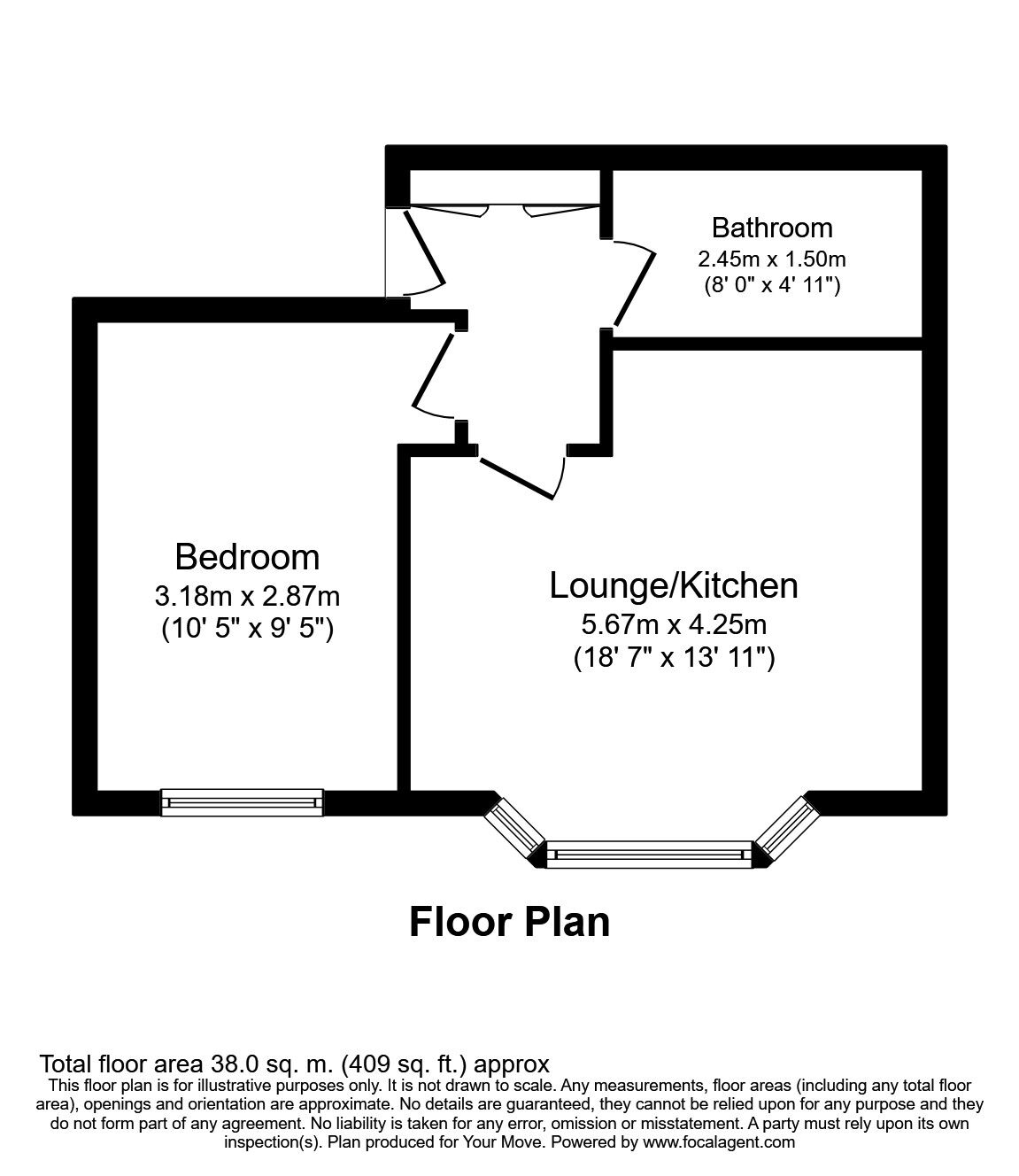 Floorplan of 1 bedroom Flat to rent, D 5 Victoria Road North, Southsea, Hampshire, PO5