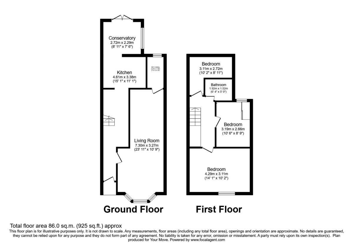 Floorplan of 3 bedroom Mid Terrace House to rent, Wheatstone Road, Southsea, Hampshire, PO4