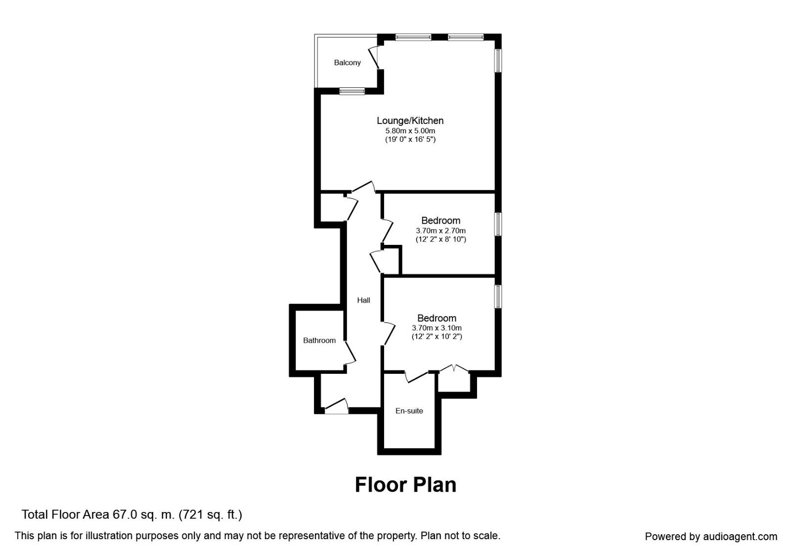 Floorplan of 2 bedroom  Flat to rent, Bonfire Corner, Portsmouth, PO1