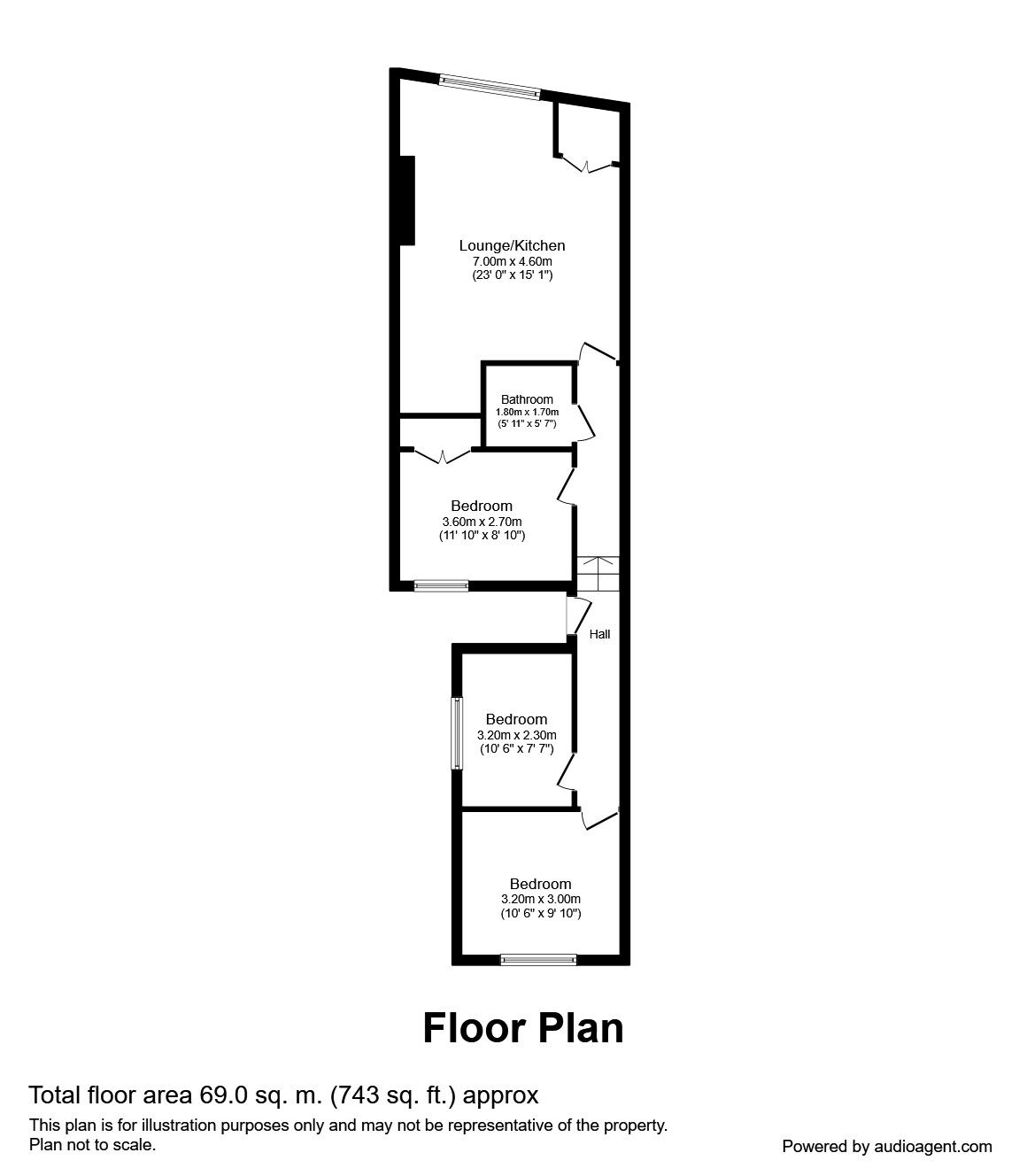 Floorplan of 3 bedroom Flat to rent, Albert Road, Southsea, Hampshire, PO5