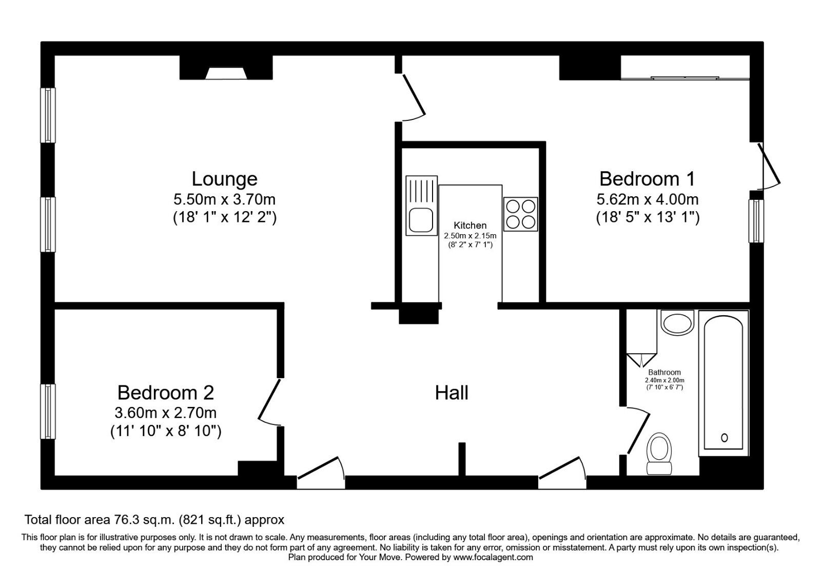 Floorplan of 2 bedroom  Flat to rent, Western Parade, Southsea, Hampshire, PO5
