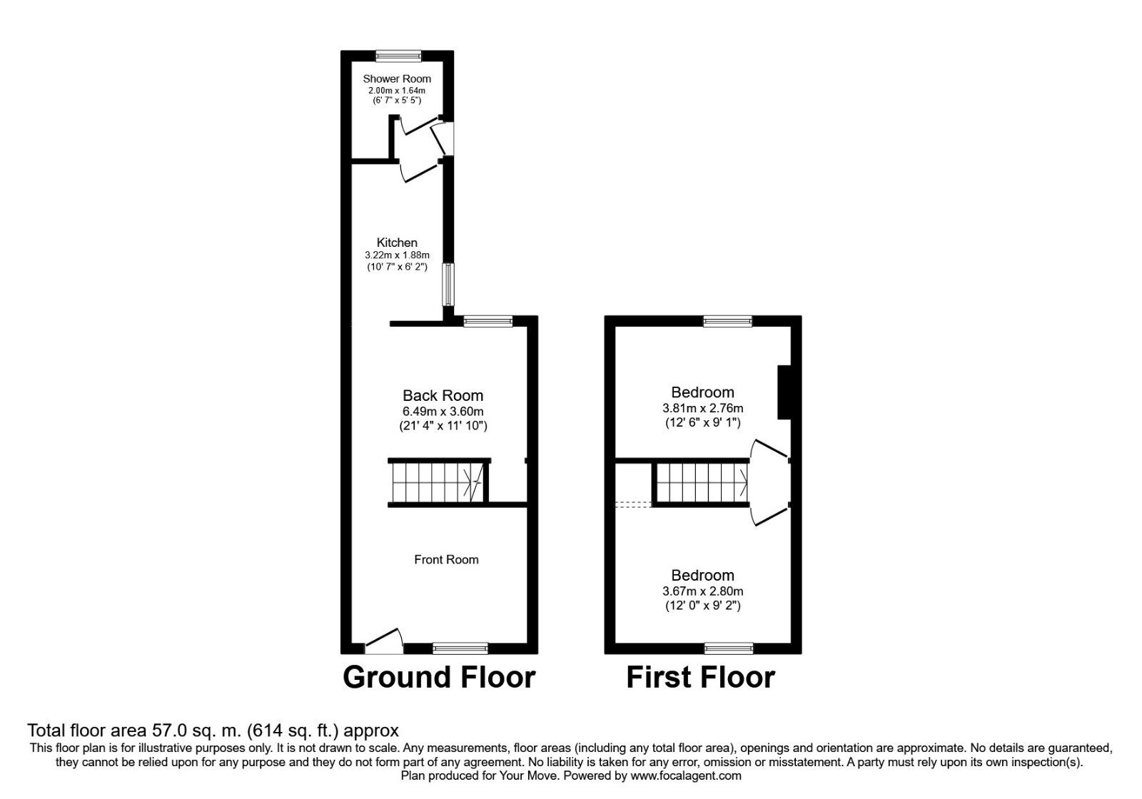 Floorplan of 2 bedroom House to rent, Exmouth Road, Southsea, Hampshire, PO5