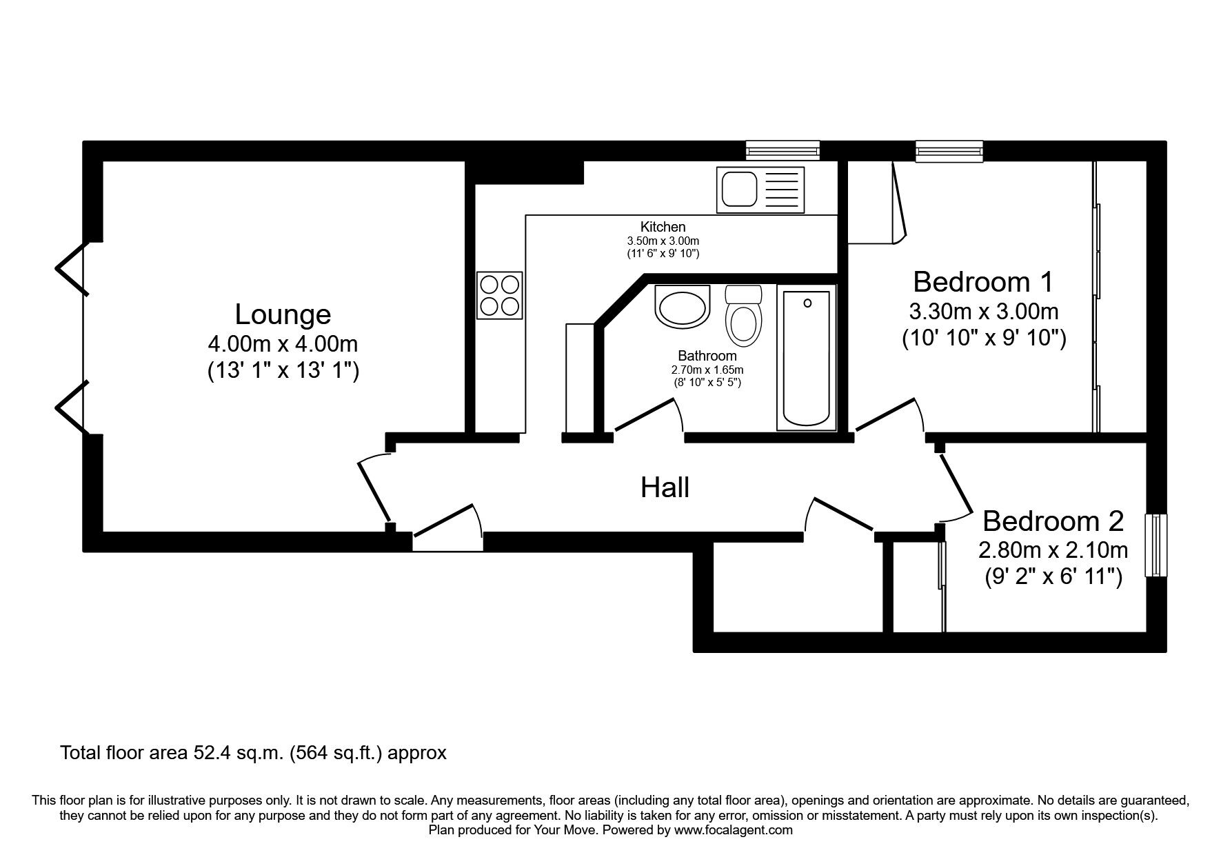 Floorplan of 2 bedroom  Flat to rent, South Parade, Southsea, Hampshire, PO4