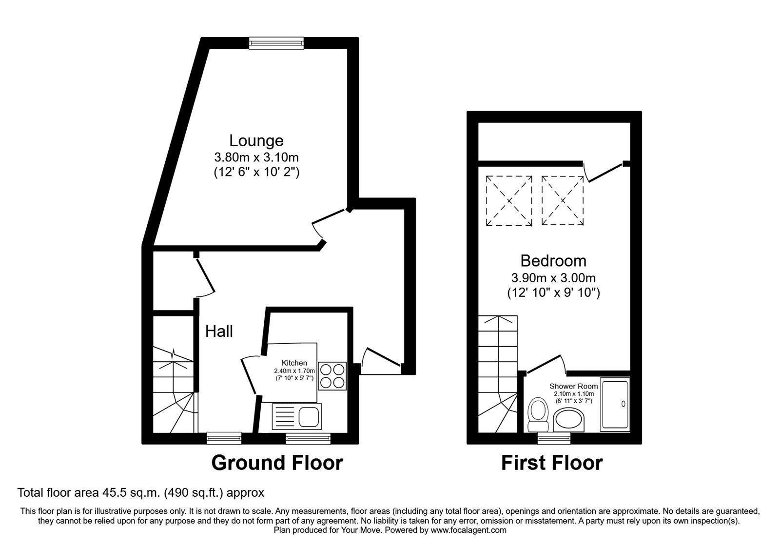 Floorplan of 1 bedroom Flat to rent, St. Georges Court, Fareham, Hampshire, PO16