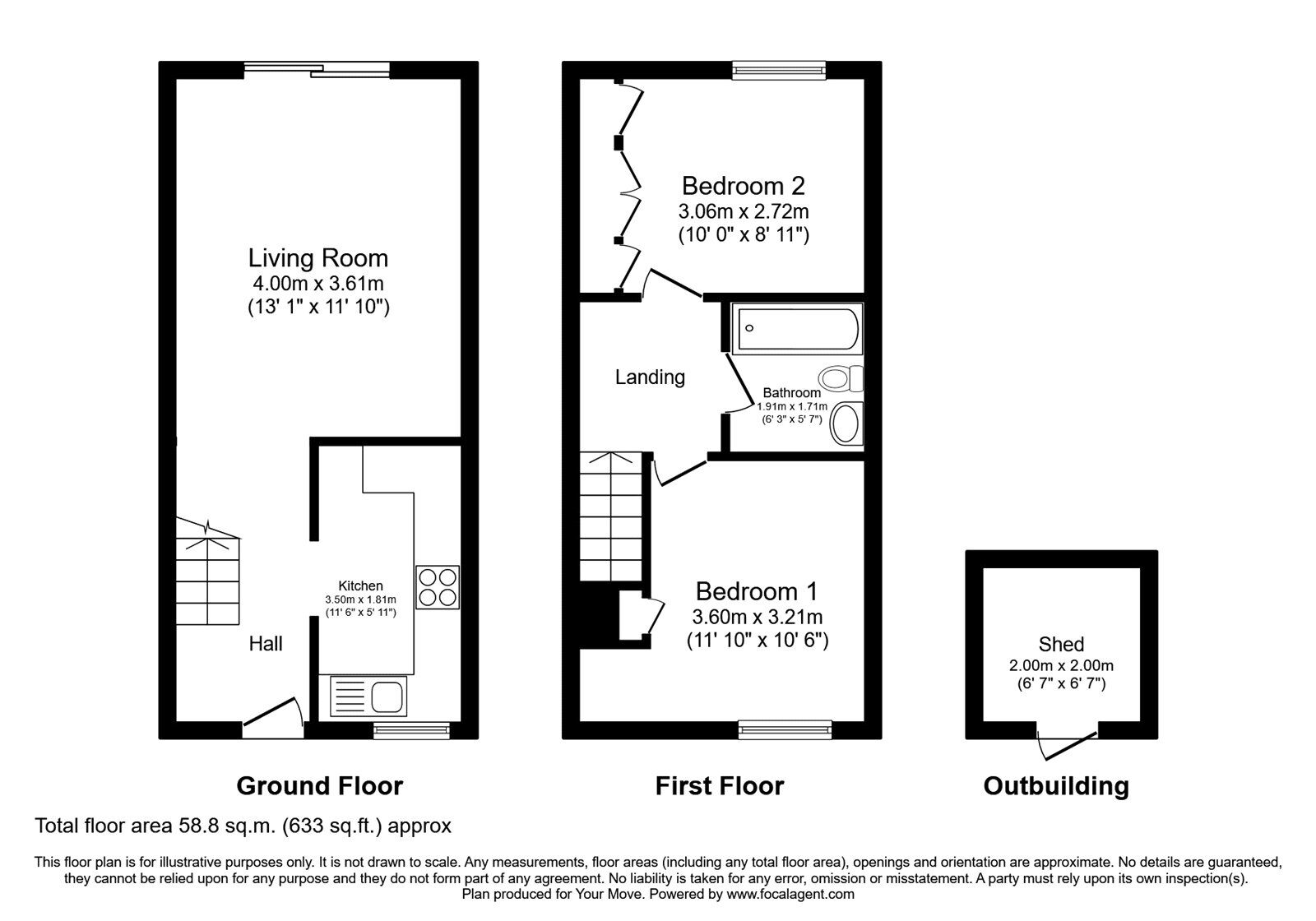 Floorplan of 2 bedroom  House to rent, Greetham Street, Southsea, Hampshire, PO5