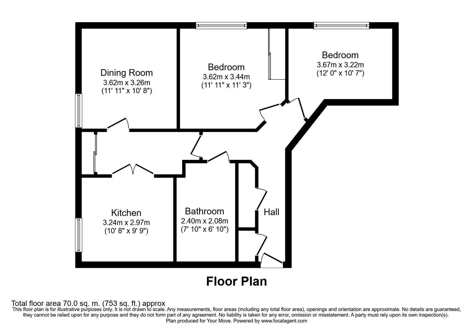 Floorplan of 2 bedroom  Flat to rent, Gunwharf Quays, Portsmouth, Hampshire, PO1