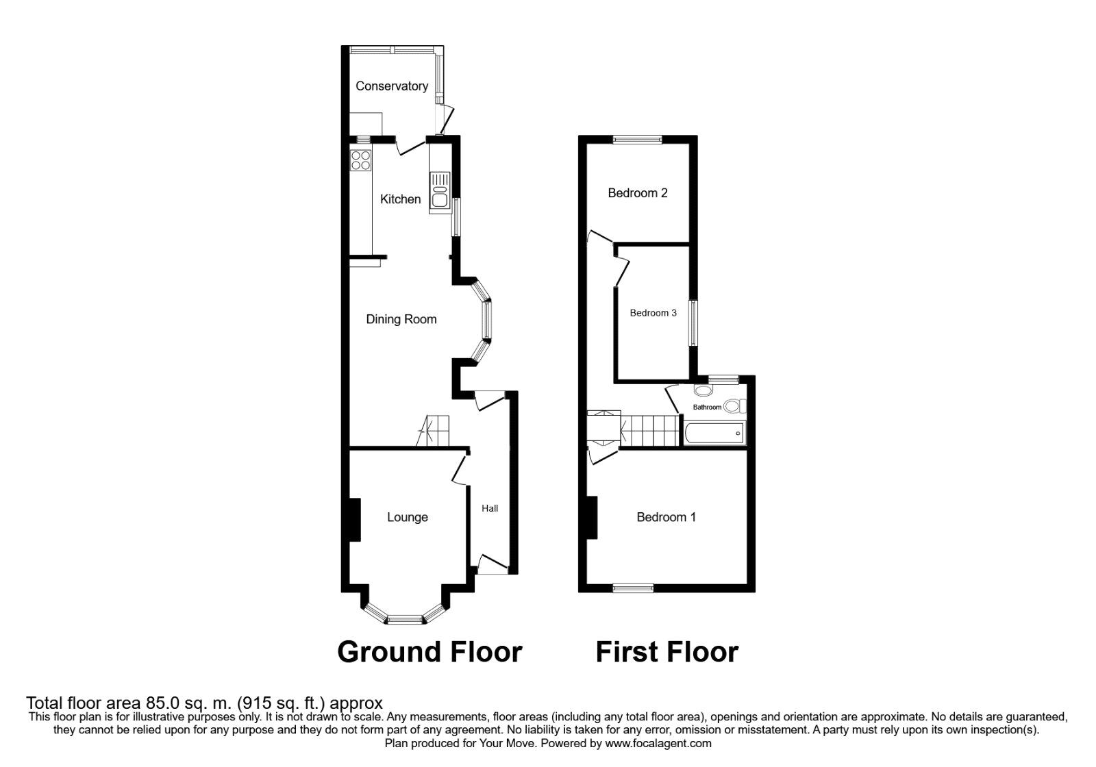 Floorplan of 3 bedroom Mid Terrace House for sale, Jubilee Road, Southsea, Hampshire, PO4