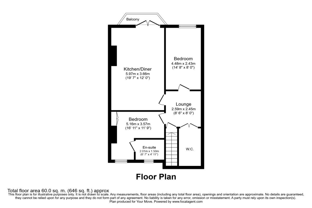 Floorplan of 2 bedroom  Flat to rent, Western Parade, Southsea, Hampshire, PO5