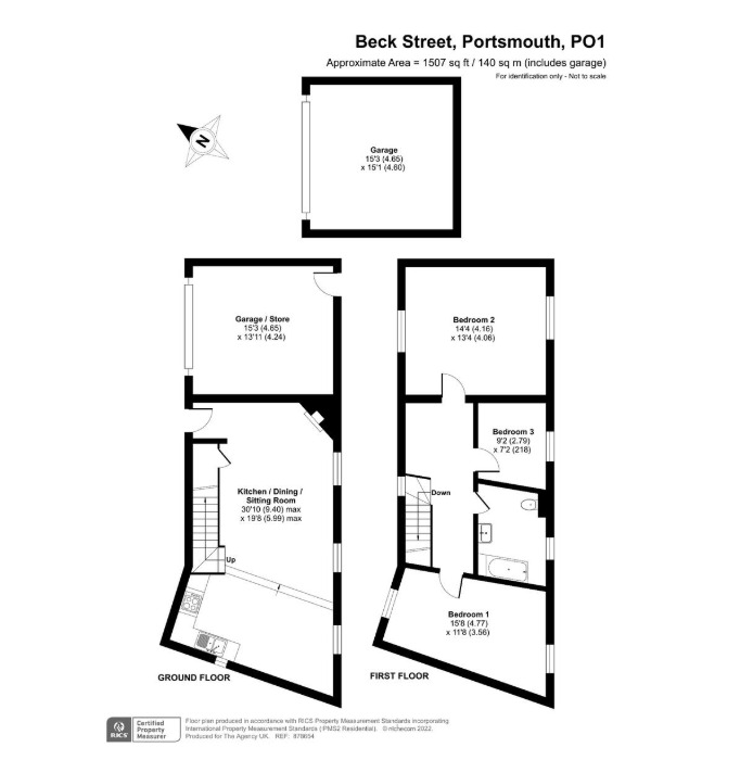 Floorplan of 3 bedroom Detached House for sale, Beck Street, Portsmouth, Hampshire, PO1