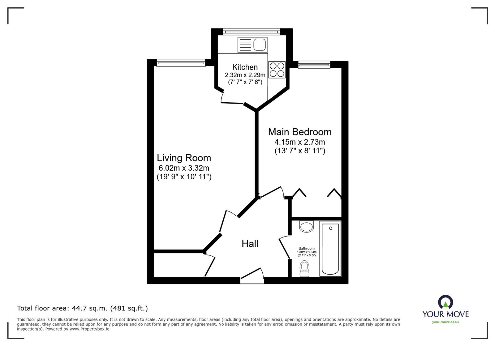 Floorplan of 1 bedroom  Flat for sale, Queens Crescent, Southsea, Hampshire, PO5