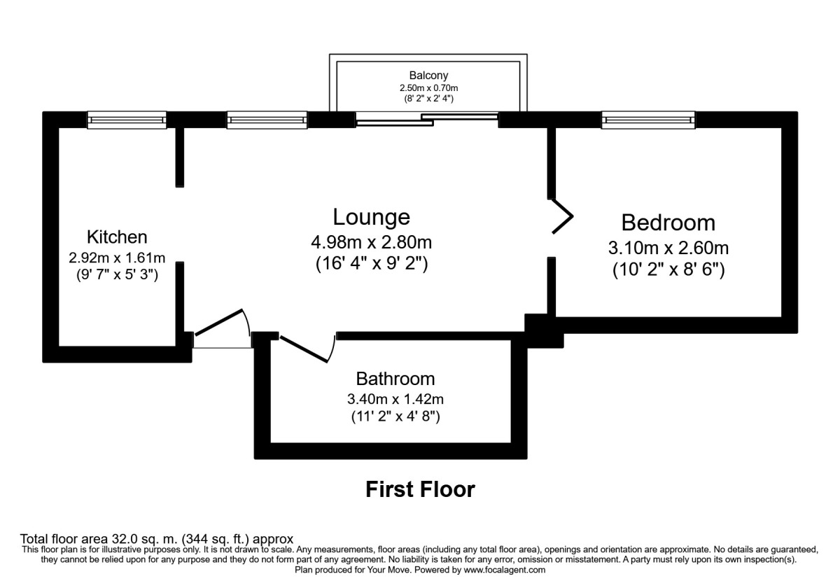 Floorplan of 1 bedroom  Flat for sale, Crombie Close, Waterlooville, Hampshire, PO8