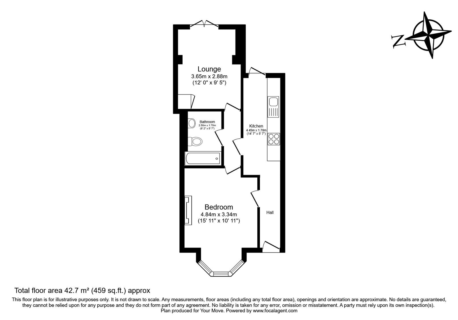 Floorplan of 1 bedroom  Flat for sale, Waverley Road, Southsea, Hampshire, PO5