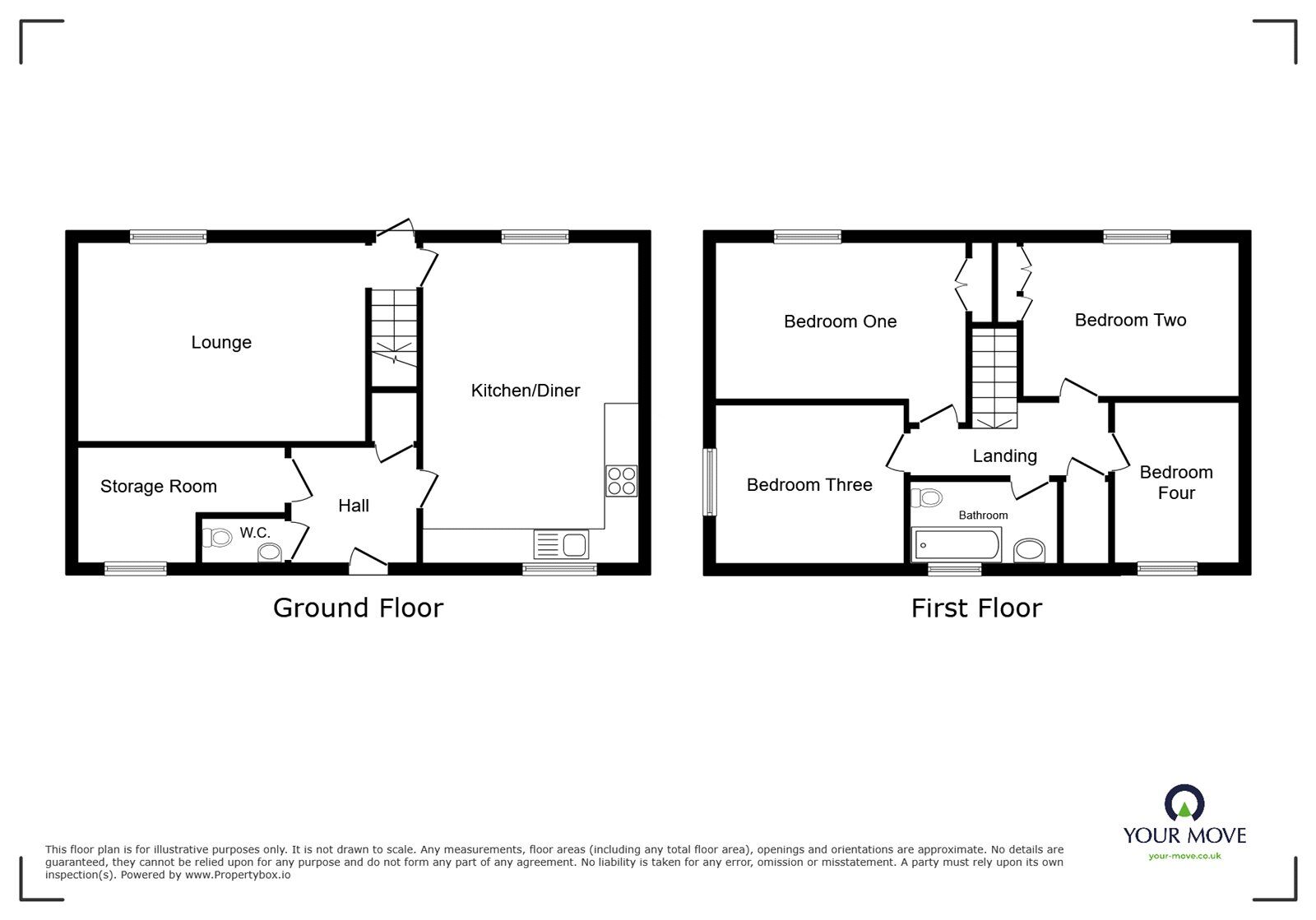 Floorplan of 4 bedroom End Terrace House for sale, Rodney Close, Gosport, Hampshire, PO13