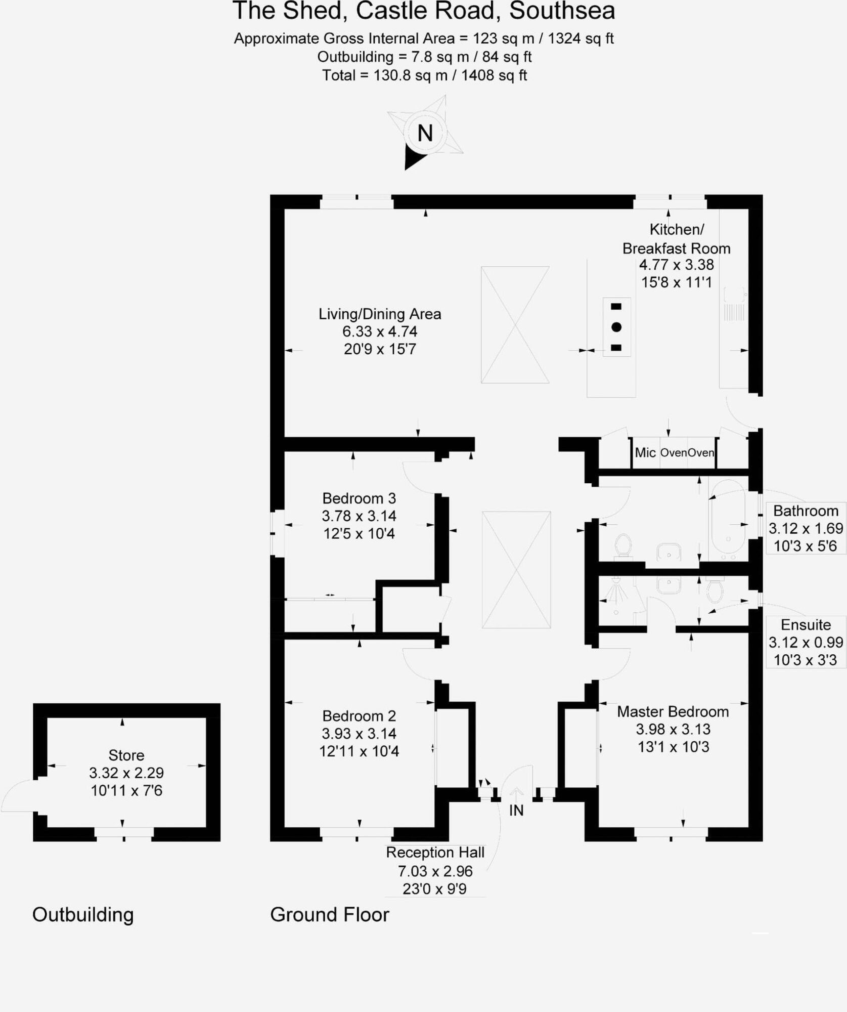 Floorplan of 3 bedroom Detached Bungalow for sale, Castle Road, Southsea, Hampshire, PO5