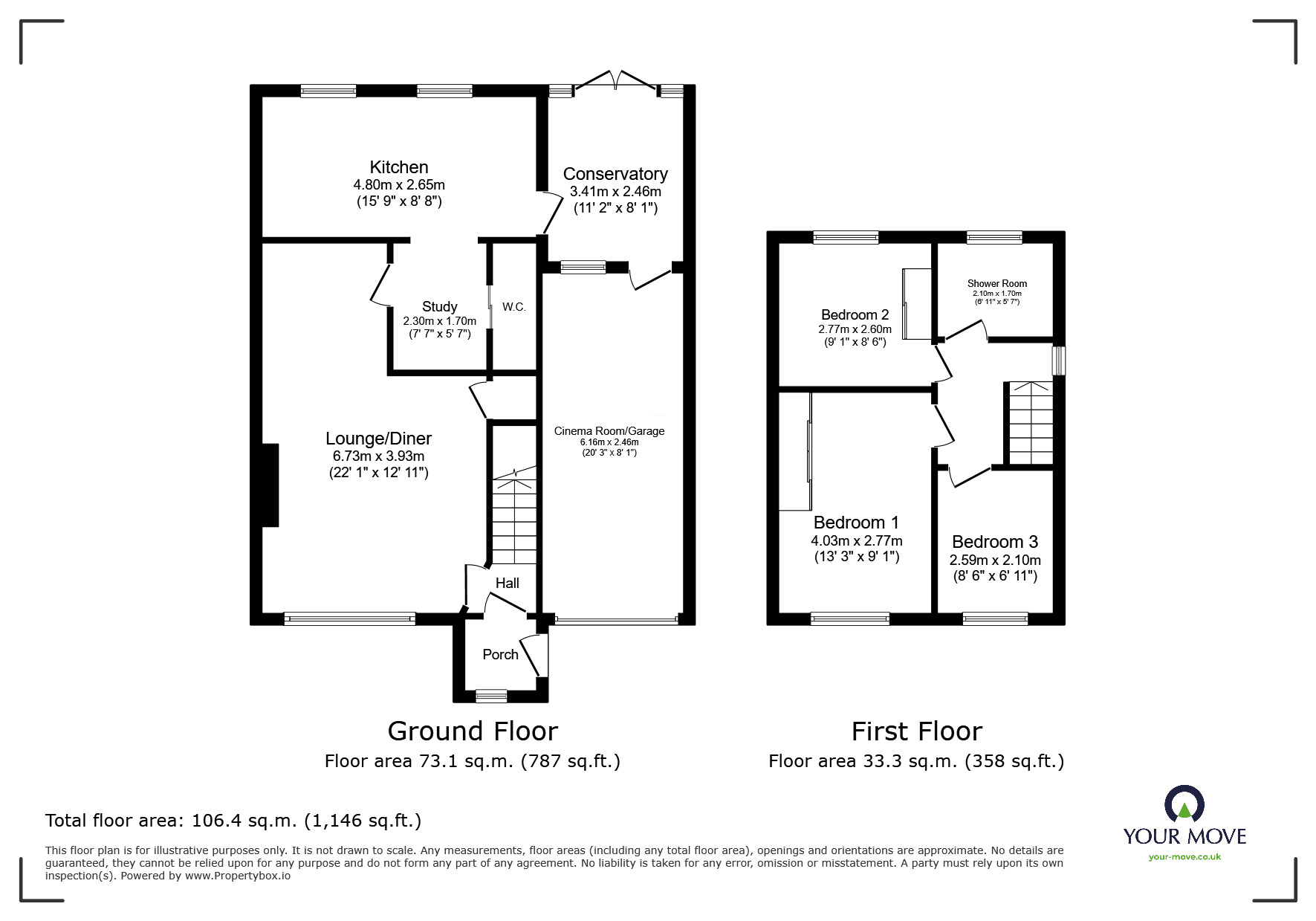 Floorplan of 3 bedroom Semi Detached House for sale, Park Farm Avenue, Fareham, Hampshire, PO15