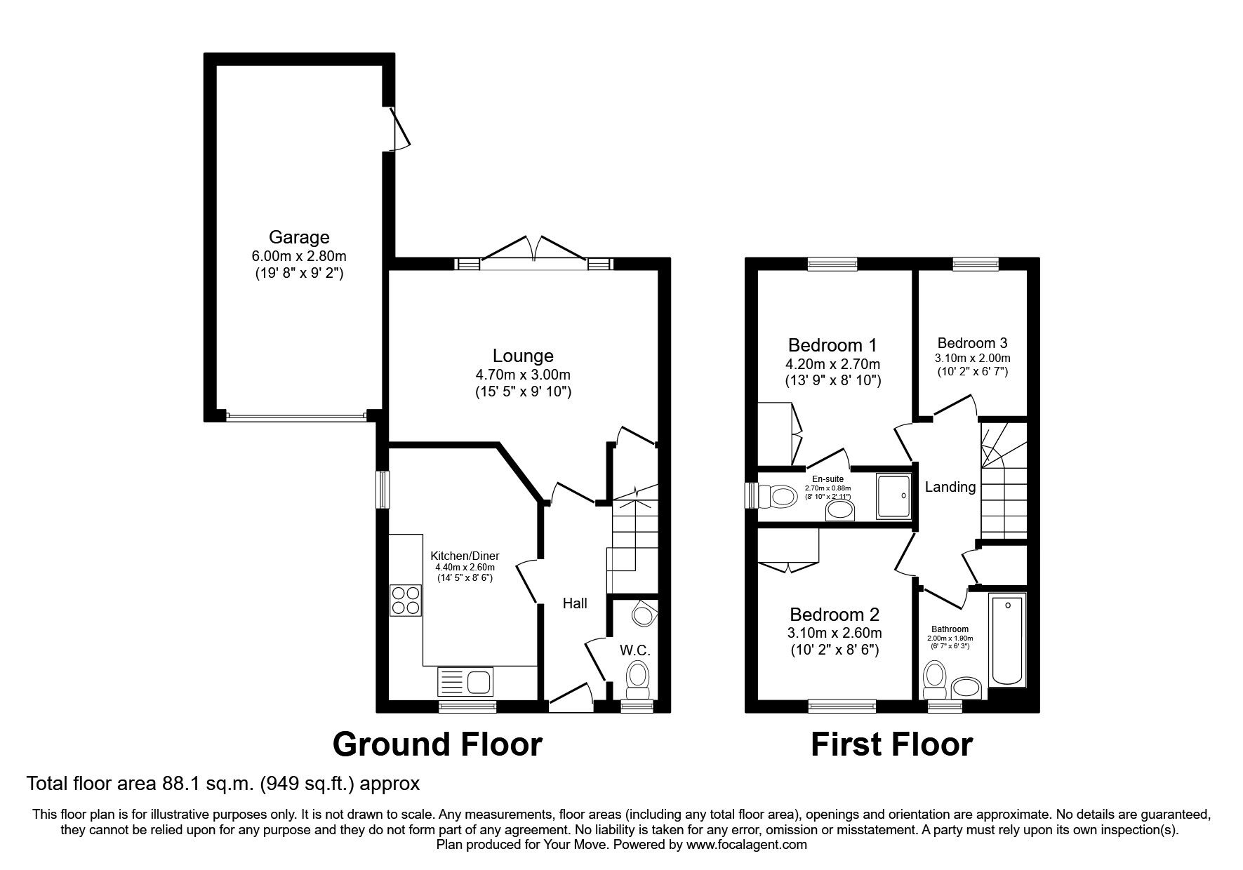 Floorplan of 3 bedroom End Terrace House for sale, Guardians Way, Portsmouth, Hampshire, PO3