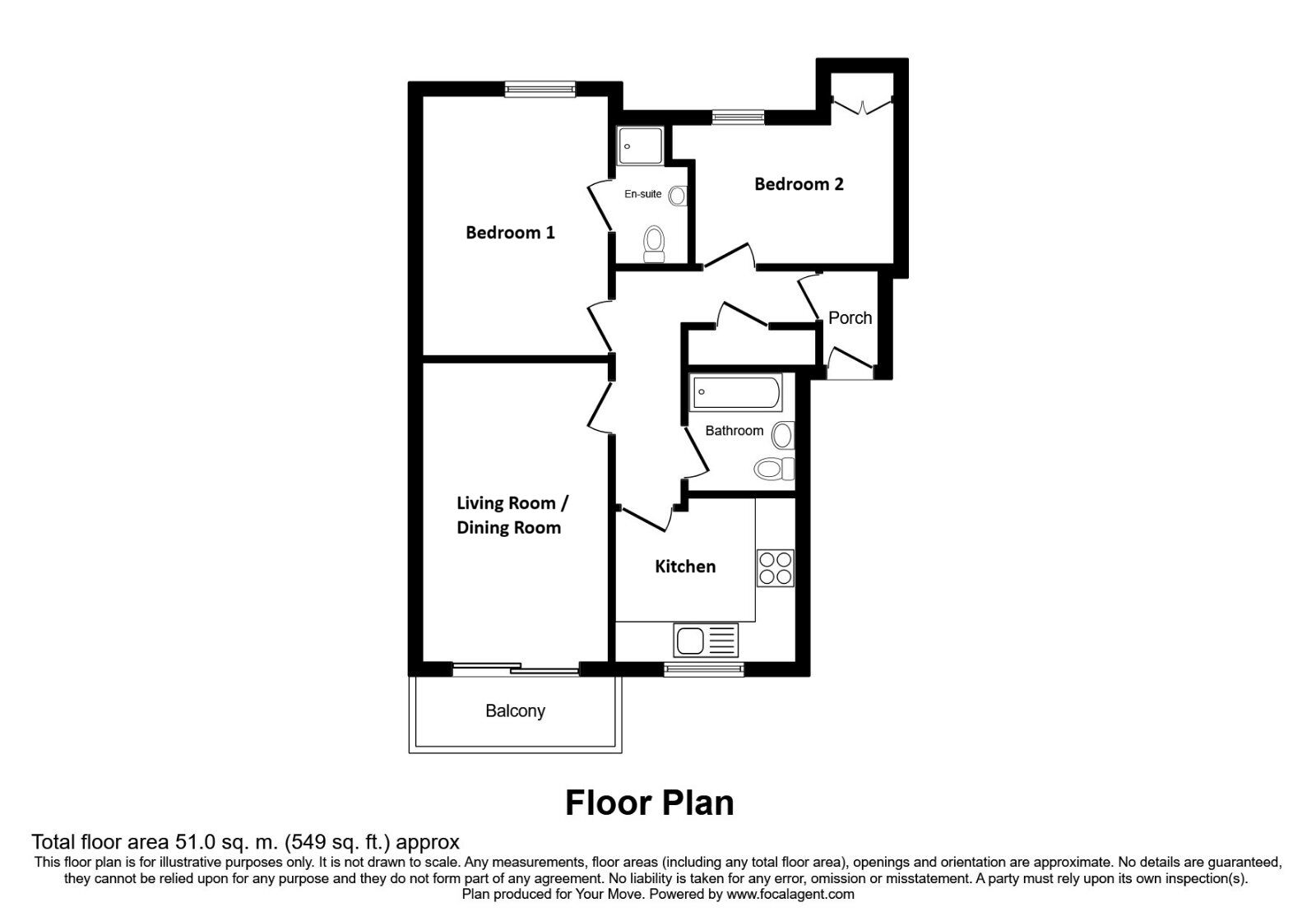 Floorplan of 2 bedroom  Flat for sale, Horse Sands Close, Southsea, Hampshire, PO4