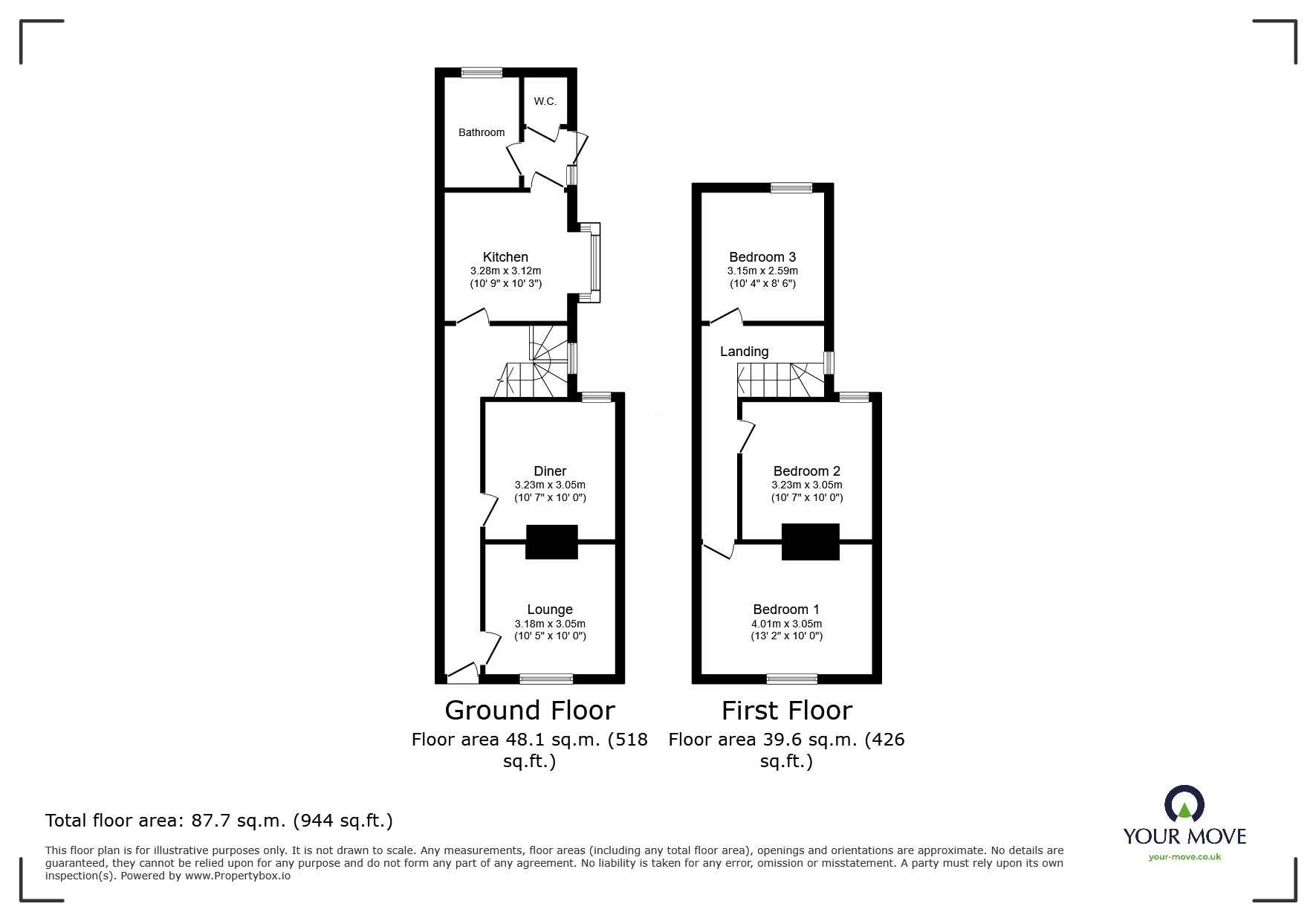 Floorplan of 3 bedroom Mid Terrace House for sale, Harrow Road, Southsea, Hampshire, PO5